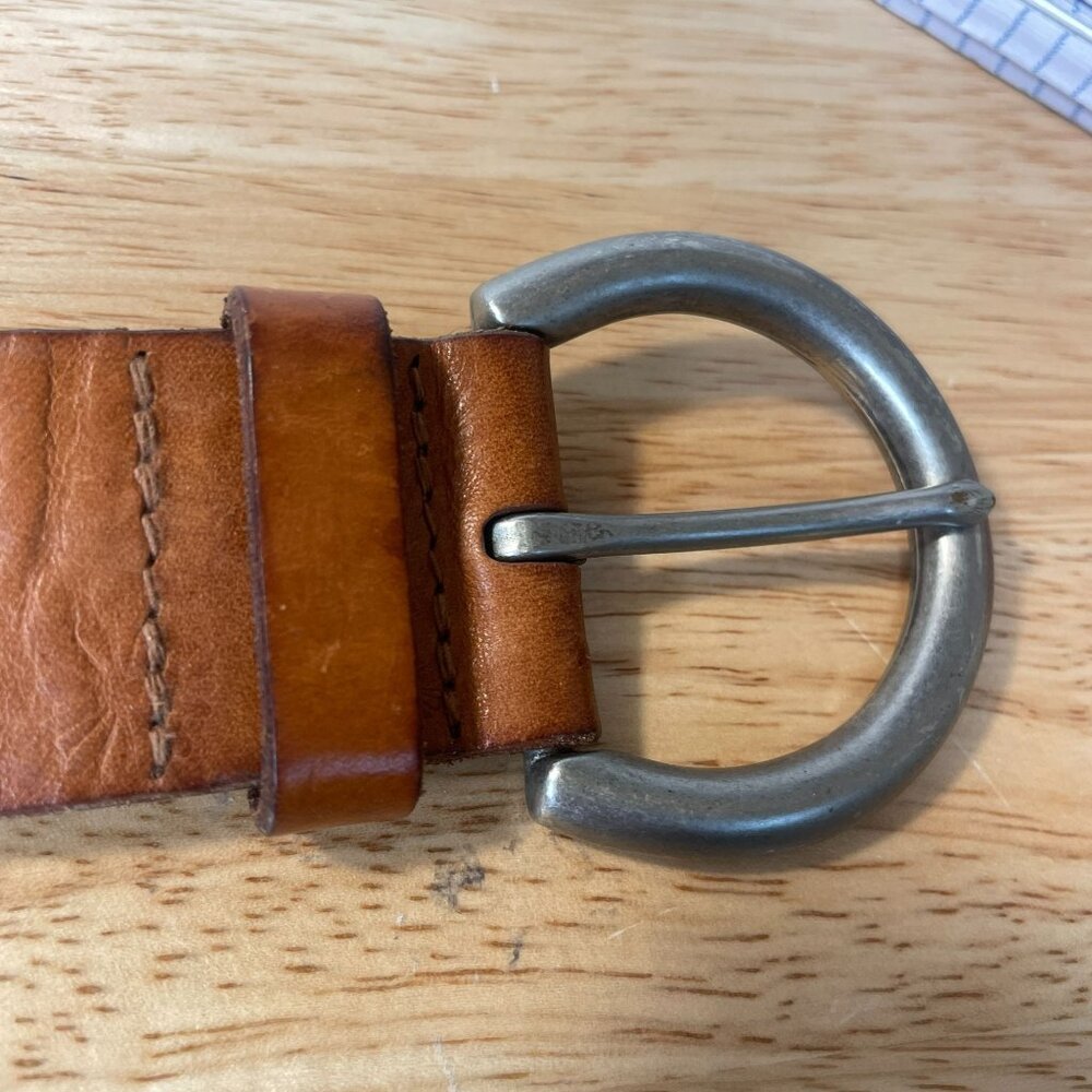 Fossil Patchwork Tooled Leather Western X Belt Wo… - image 3